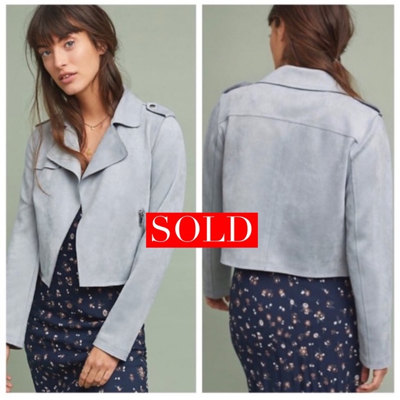 Anthropologie Jackets & Blazers - SOLD !!  Anthro faux suede sky blue Expressway moto jacket